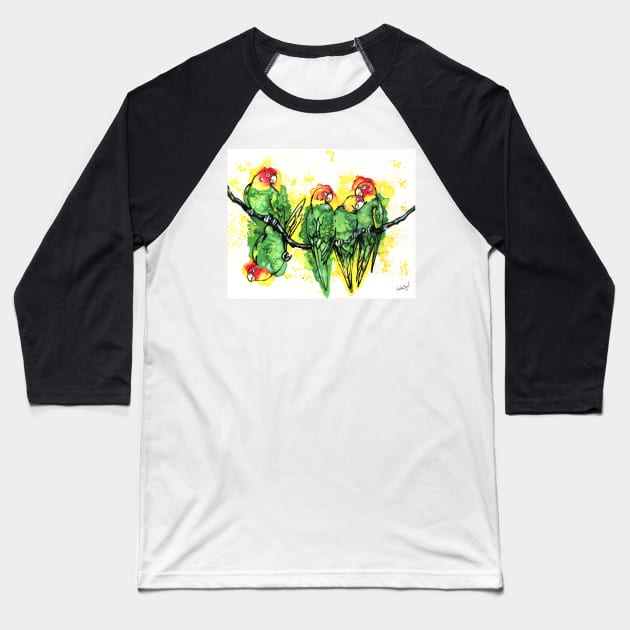 Carolina Parakeet Baseball T-Shirt by 10000birds